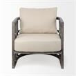Pemberly Row Off White Fabric Covered Cushioned Demi-Lune Wooden Frame Chair