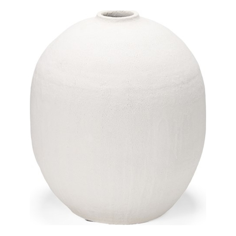 Pemberly Row Modern / Contemporary Short White Textured Ceramic Vase