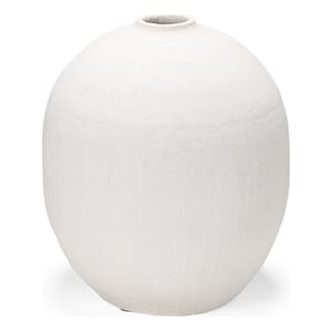 Pemberly Row Modern / Contemporary Short White Textured Ceramic Vase
