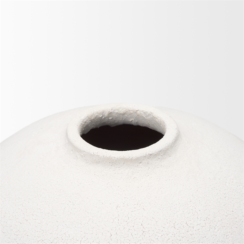 Pemberly Row Modern / Contemporary Short White Textured Ceramic Vase