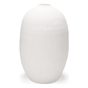 Pemberly Row Modern / Contemporary Large White Textured Ceramic Vase