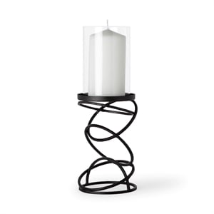 Pemberly Row Small Black Metal Stacked Ring Table Candle Holder