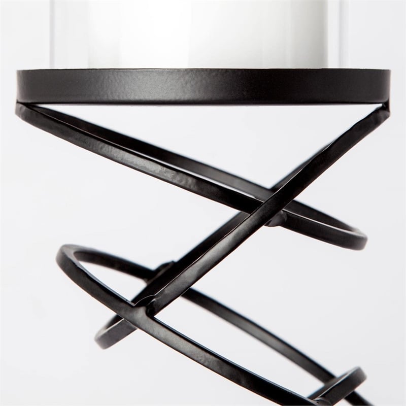 Pemberly Row Small Black Metal Stacked Ring Table Candle Holder