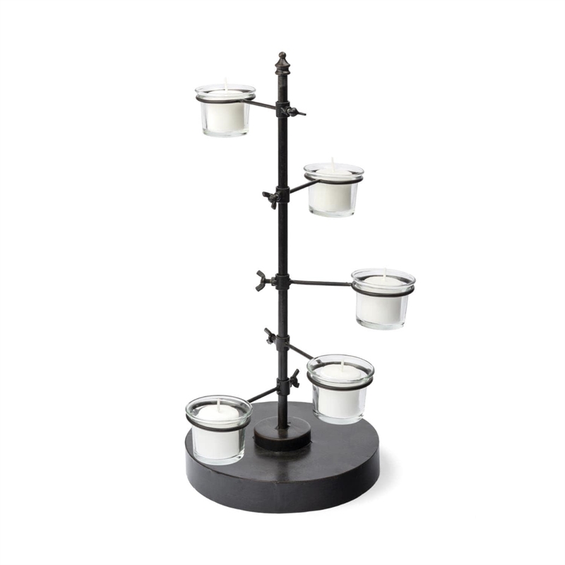 Pemberly Row Black Metal Five Armed Tealight Table Candle Holder