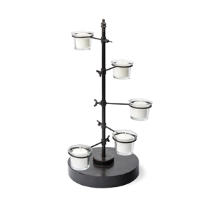 Pemberly Row Black Metal Five Armed Tealight Table Candle Holder