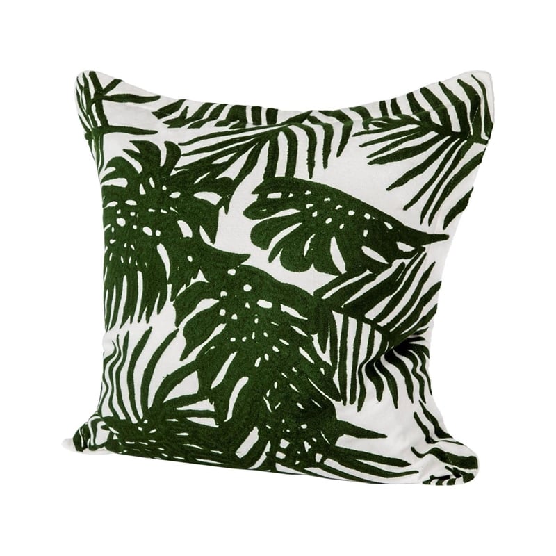 Pemberly Row 20x20 Green Tropical Palm Leaf Decorative Pillow Cover