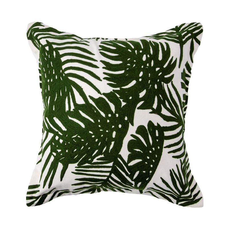 Pemberly Row 20x20 Green Tropical Palm Leaf Decorative Pillow Cover