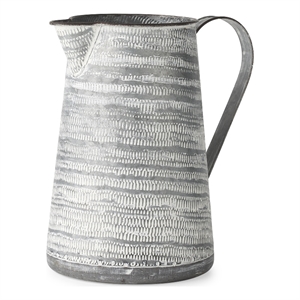 Pemberly Row Modern Farmhouse Large Gray/White Textured Metal Jug
