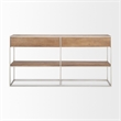 Pemberly Row 63x15 Brown Wood and Silver Metal Frame Two Drawer Sideboard