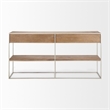 Pemberly Row 63x15 Brown Wood and Silver Metal Frame Two Drawer Sideboard