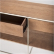 Pemberly Row 63x15 Brown Wood and Silver Metal Frame Two Drawer Sideboard