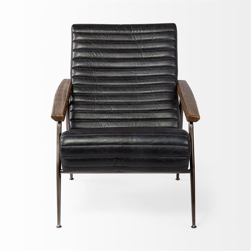 Pemberly Row Contemporary Black Leather Wrap Metal Frame Accent Chair