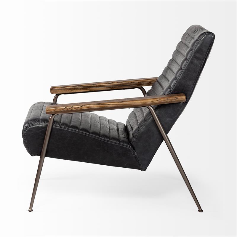 Pemberly Row Contemporary Black Leather Wrap Metal Frame Accent Chair