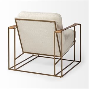 Pemberly Row Cream Fabric Wrap Gold Metal Frame Accent Chair