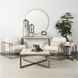 Pemberly Row Cream Fabric Wrap Gold Metal Frame Accent Chair