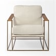 Pemberly Row Cream Fabric Wrap Gold Metal Frame Accent Chair