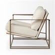 Pemberly Row Cream Fabric Wrap Gold Metal Frame Accent Chair