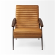 Pemberly Row Tan Leather Wrap Brown Metal Frame Accent Chair