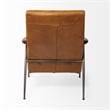 Pemberly Row Tan Leather Wrap Brown Metal Frame Accent Chair