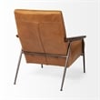 Pemberly Row Tan Leather Wrap Brown Metal Frame Accent Chair