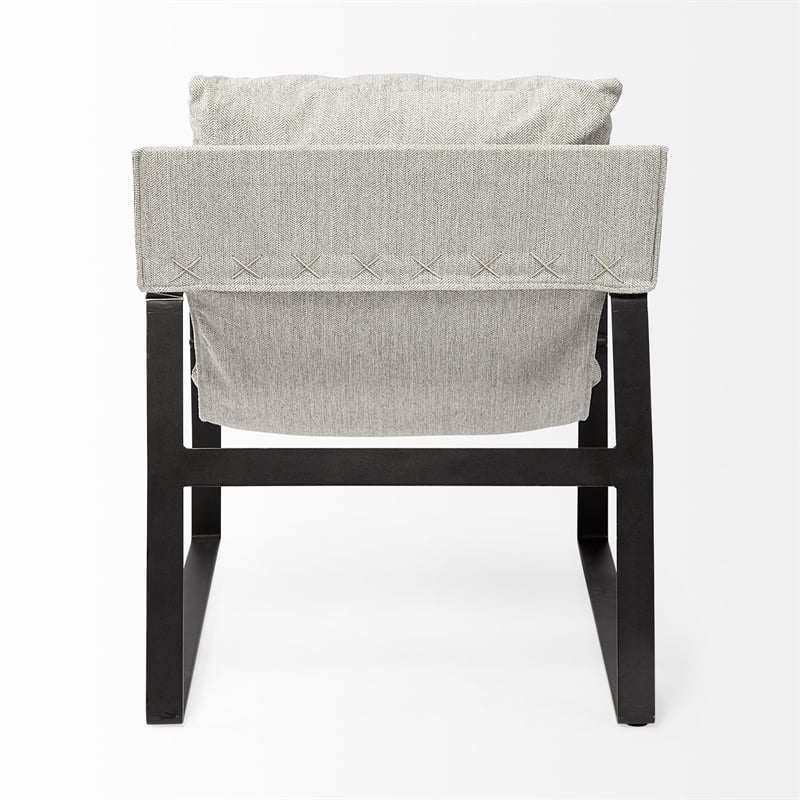 Pemberly Row Fabric Lounge Chair with Black Metal Base in Frost Gray