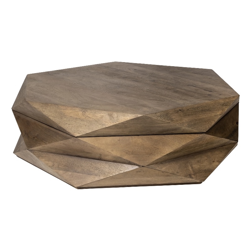 Pemberly Row Mid-Century Solid Wood Coffee Table in Natural Brown