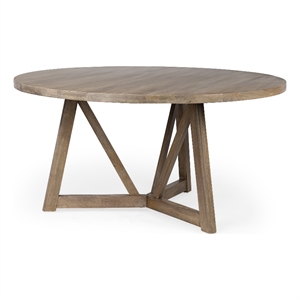 Pemberly Row 60&quot Round Solid Wood Top & Base Dining Table in Brown