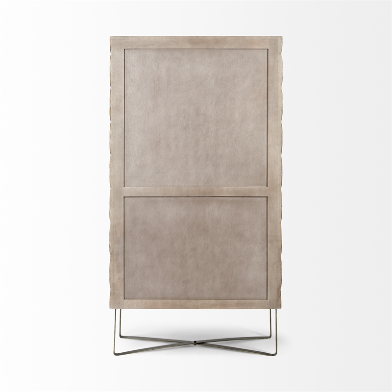 Pemberly Row Contemporary Iron Base Storage Cabinet in Light Brown