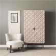 Pemberly Row Contemporary Iron Base Storage Cabinet in Light Brown
