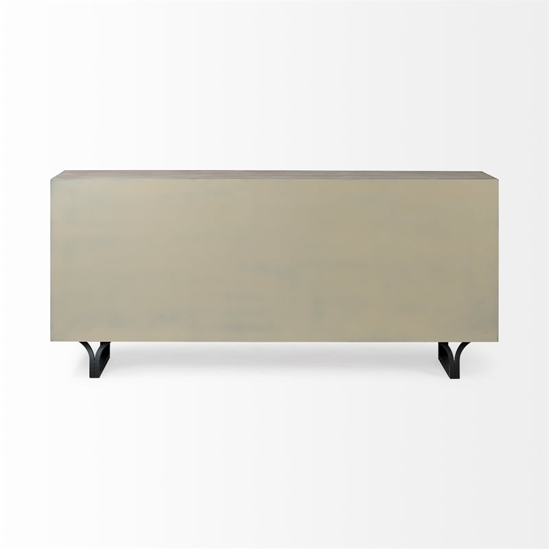 Pemberly Row Contemporary Wood 9 Drawer Sideboard in Black and Brown