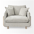 Pemberly Row Transitional Fabric Wood Frame Arm Chair in Gray and Brown