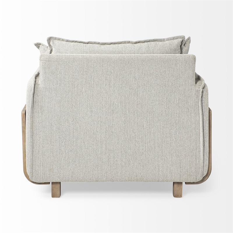 Pemberly Row Transitional Fabric Wood Frame Arm Chair in Gray and Brown
