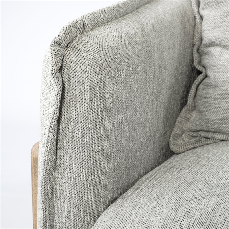Pemberly Row Transitional Fabric Wood Frame Arm Chair in Gray and Brown