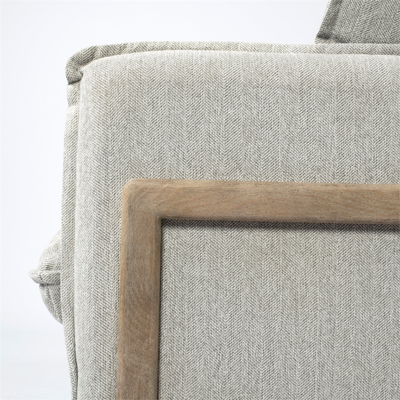 Pemberly Row Transitional Fabric Wood Frame Arm Chair in Gray and Brown