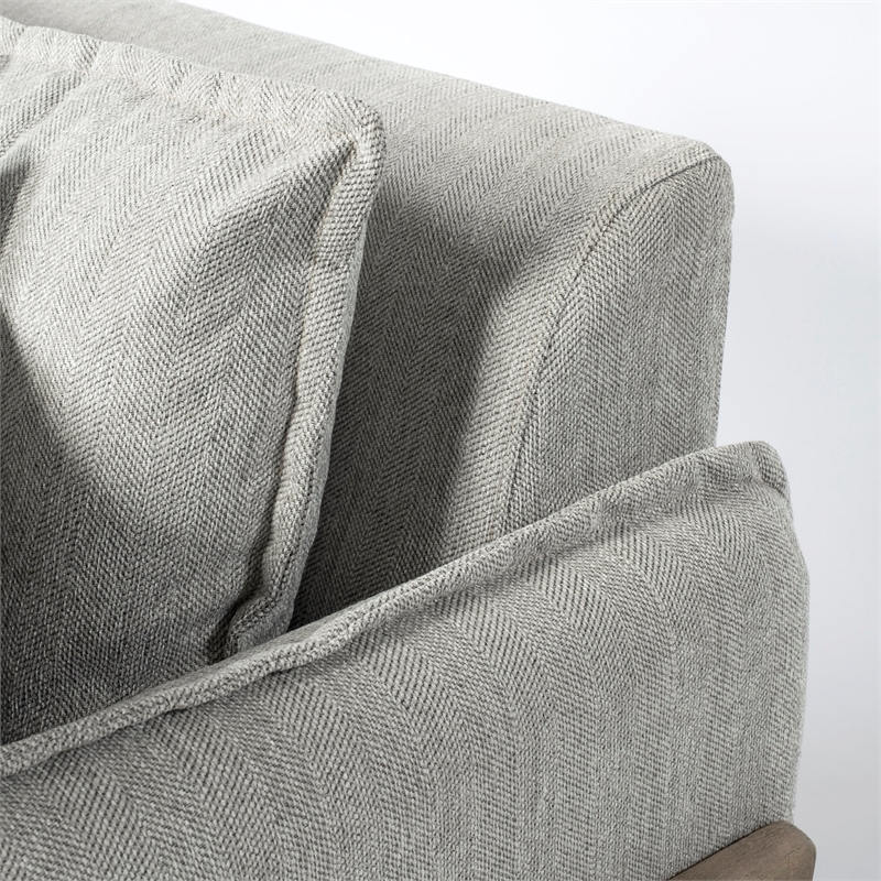Pemberly Row Transitional Fabric Wood Frame Arm Chair in Gray and Brown