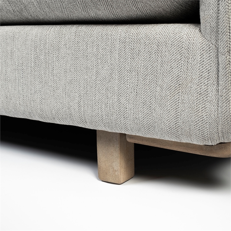 Pemberly Row Transitional Fabric Wood Frame Arm Chair in Gray and Brown