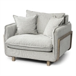 Pemberly Row Transitional Fabric Wood Frame Arm Chair in Gray and Brown