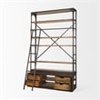 Pemberly Row Contemporary Wood Copper Ladder Shelving Unit in Brown