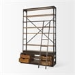 Pemberly Row Contemporary Wood Copper Ladder Shelving Unit in Brown