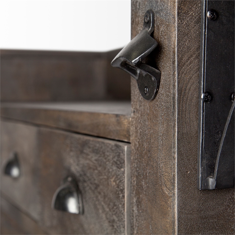 Pemberly Row Solid Wood Wine Bottle Storage Kitchen Island in Dark Brown