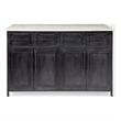 Pemberly Row Contemporary 4 Drawer Kitchen Island in Black and White