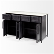 Pemberly Row Contemporary 4 Drawer Kitchen Island in Black and White