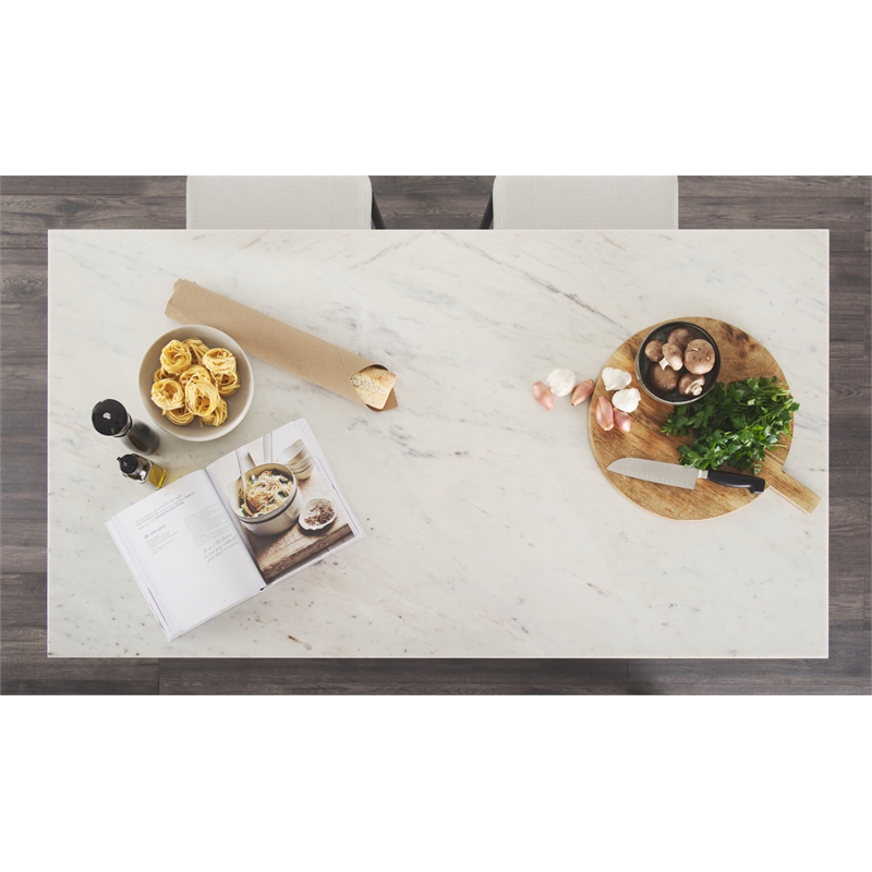 Pemberly Row Contemporary 4 Drawer Kitchen Island in Black and White