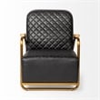 Pemberly Row Leather Diamond Pattern Accent Chair in Black and Gold