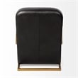 Pemberly Row Leather Diamond Pattern Accent Chair in Black and Gold