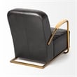 Pemberly Row Leather Diamond Pattern Accent Chair in Black and Gold