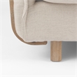 Pemberly Row Mid-Century Cream Fabric Wood Arm Chair in Brown