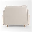 Pemberly Row Mid-Century Cream Fabric Wood Arm Chair in Brown