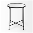 Pemberly Row Small Black Metal with Mirrored Top Accent Table