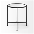 Pemberly Row Small Black Metal with Mirrored Top Accent Table